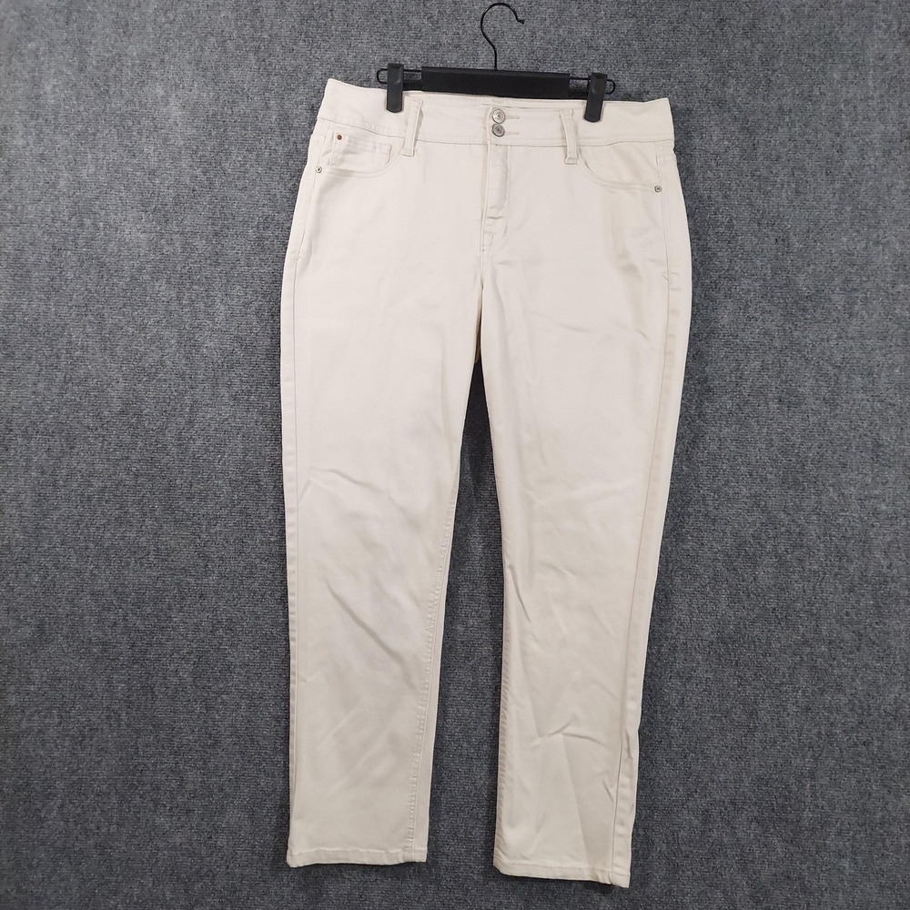 Angels Curvy Convertible‎ Straight Jeans Womens 14 White Denim Flap Pockets